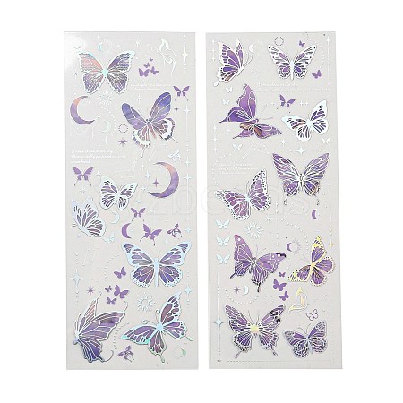 2Pcs Butterfly Waterproof PET Stickers DIY-G116-03B-1