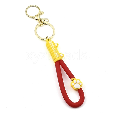 Cat Paw Print PVC Rope Keychains KEYC-B015-03LG-04-1