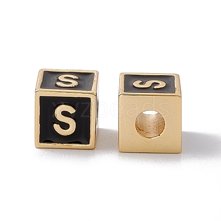 Rack Plating Brass Enamel Beads KK-B060-04G-01S-1