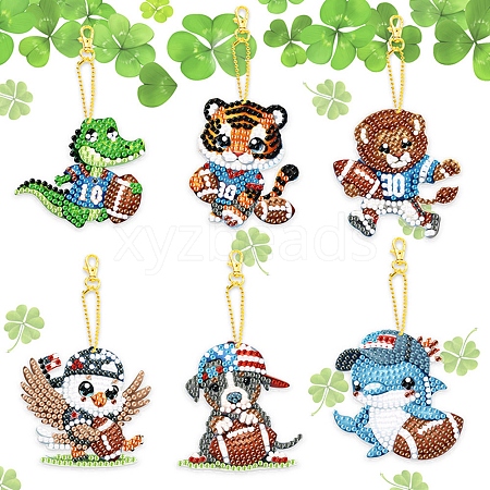 DIY Diamond Painting Animal & Rugby Keychain Kits PW-WG74B58-01-1