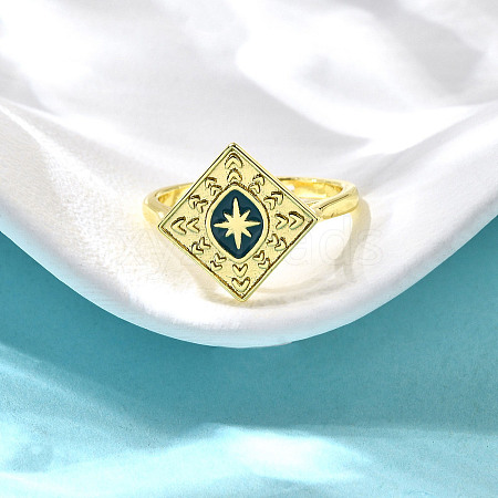 Brass Enamel Adjustable Rings for Women RJEW-S399-15G-1