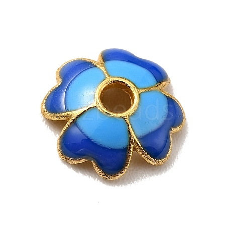 4-Petal Alloy Enamel Bead Caps FIND-G029-06G-04-1