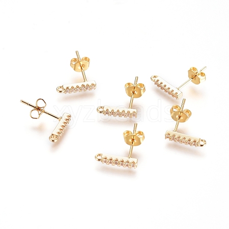 Brass Micro Pave Cubic Zirconia Stud Earring Finding KK-G389-38G-1