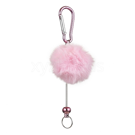 Aluminum Alloy Pom Pom Ball Beadable Keychain Bar HJEW-Q001-01A-1