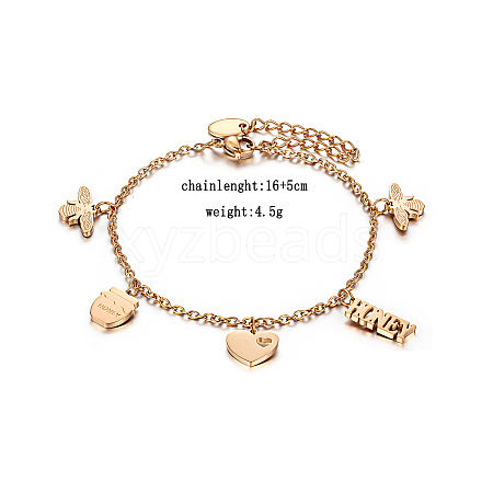 Stylish stainless steel bracelet with letter star flower pendant for daily wear. LX3227-1-1