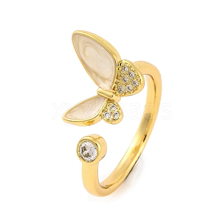 Butterfly Clear Cubic Zirconia Open Cuff Ring RJEW-U003-16G-1