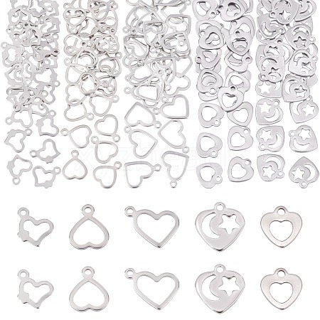 Unicraftale 150Pcs 5 Style 304 Stainless Steel Open Pendants STAS-UN0030-54-1