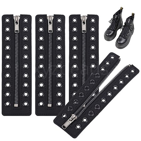 PU Leather Lace-in Boot Zipper Inserts DIY-WH0474-004-1