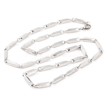 Non-Tarnish 304 Stainless Steel Rectangle Link Chain Necklaces for Women NJEW-G140-05P-1