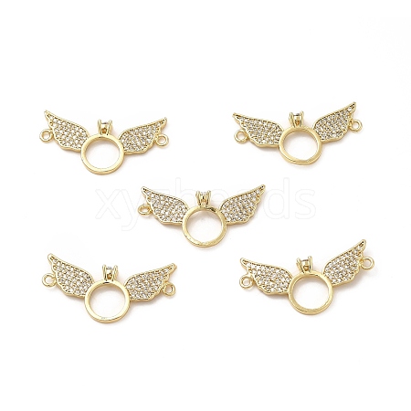 Brass Micro Pave Clear Cubic Zirconia Connector Charms KK-E068-VB069-1