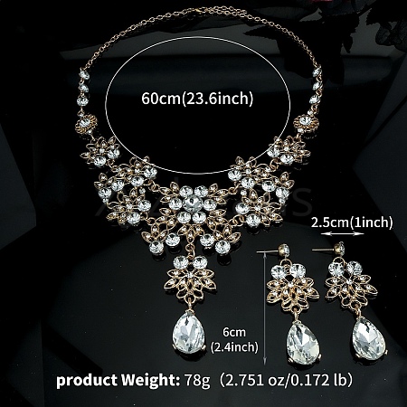 Alloy & Rhinestone Studs Earrings & Necklaces Set PW-WG1364A-01-1