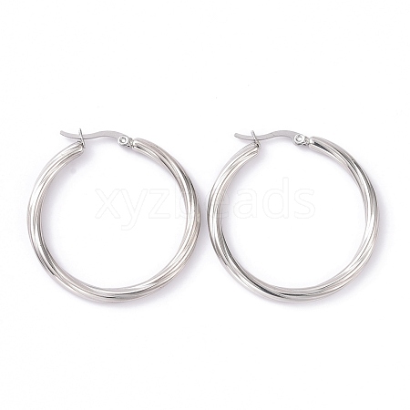304 Stainless Steel Hoop Earrings for Women EJEW-G298-06P-1