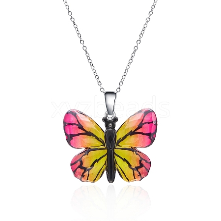 Butterfly Resin Pendant Necklaces PW-WG40B23-04-1