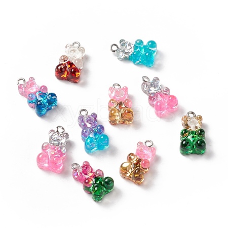 Transparent Resin Glitter Pendants RESI-E021-01P-1