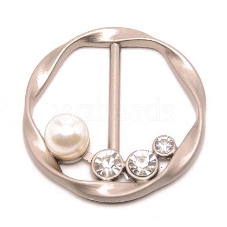 Flat Round Alloy Resin Imitation Pearl Slide Buckles JEWB-TAC0003-02A-1