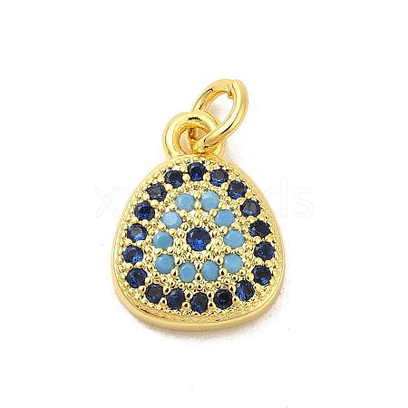 Real 18K Gold Plated Rack Plating Brass Micro Pave Cubic Zirconia Pendants Charms KK-S396-01K-1