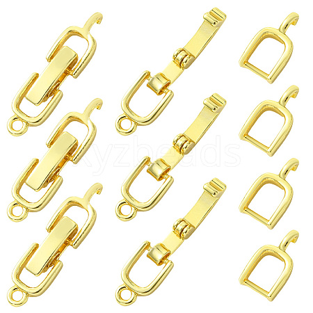 10Pcs Rack Plating Brass Fold Over Clasps KK-SC0006-67G-1