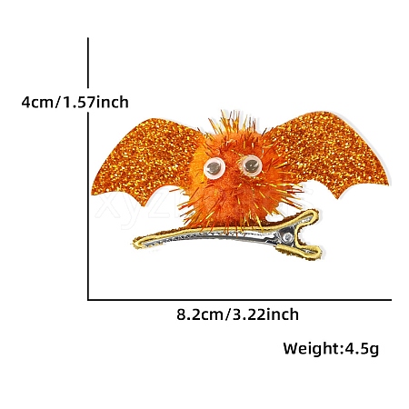 Halloween Bat Glitter Cloth Alligator Hair Clips for Girls PW-WGF1B80-04-1