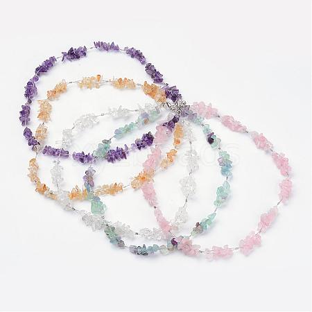 Natural Gemstone Chips Necklaces NJEW-JN01795-1