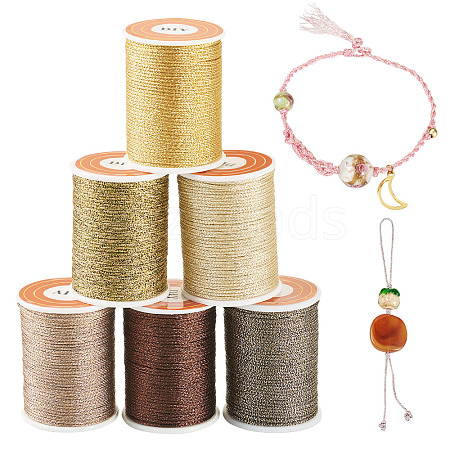 6Rolls 6 Colors Polyester Metallic Thread OCOR-TA0002-82B-1
