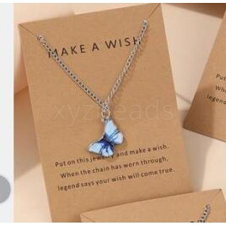 Bohemian Alloy Enamel Butterfly Pendant Necklaces for Women WG0CAA2-03-1