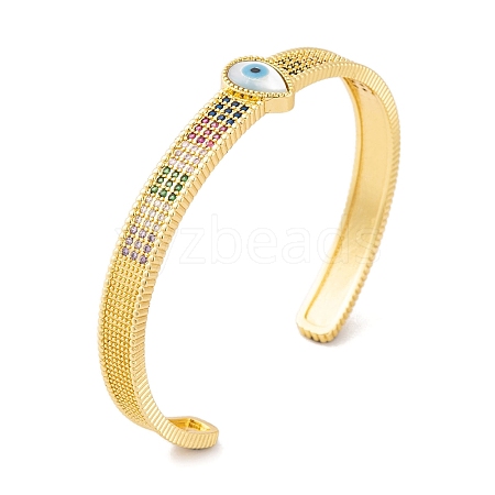 Brass Micro Pave Cubic Zirconia Open Cuff Bangles BJEW-S147-27A-G-1