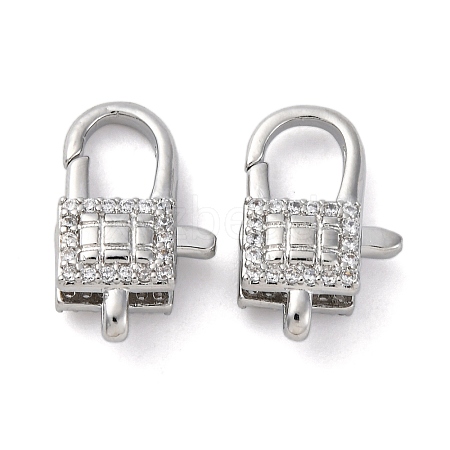 Brass Clear Cubic Zirconia Lobster Claw Clasps KK-Z078-43P-1