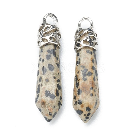 Bullet Natural Dalmatian Jasper Pointed Pendants G-E332-C34-1