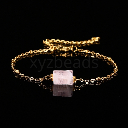 Natural Rose Quartz Link Bracelets PW-WG12151-01-1