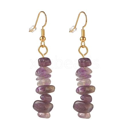 Natural Amethyst Chip Beaded Dangle Earrings EJEW-JE04788-05-1