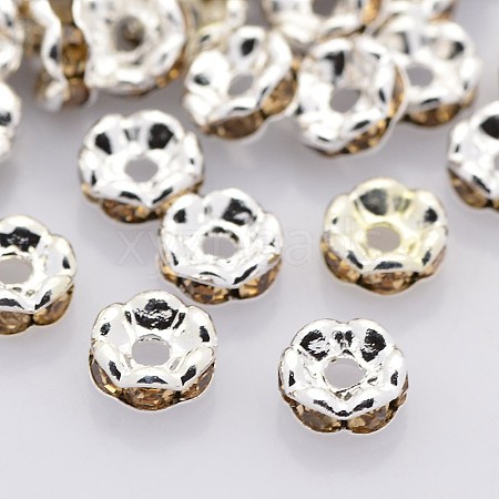 Brass Rhinestone Spacer Beads RB-A014-L6mm-14S-1