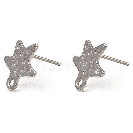 Non-Tarnish 201 Stainless Steel Star Stud Earrings Settings STAS-Q251-09P-1