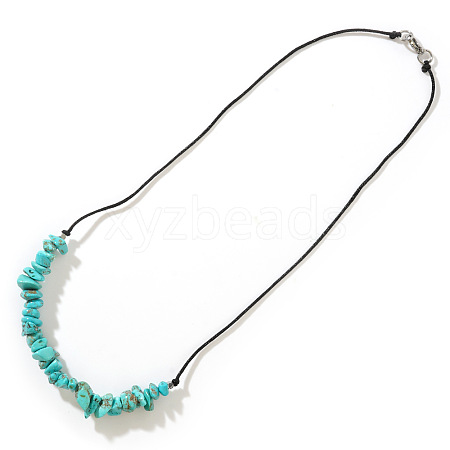 Synthetic Turquoise Chip Bib Necklaces GM3679-1