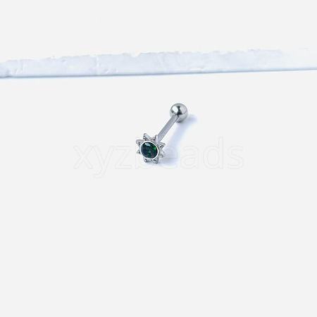 Sun 316L Surgical Stainless Steel with Synthetic Opal Tongue Rings FS-WGFD6E3-09-1
