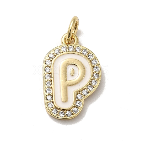 Brass Micro Pave Cubic Zirconia Pendants KK-K354-02G-P-1