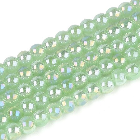 Electroplate Imitation Jade Glass Beads Strands GLAA-T032-J4mm-AB03-1