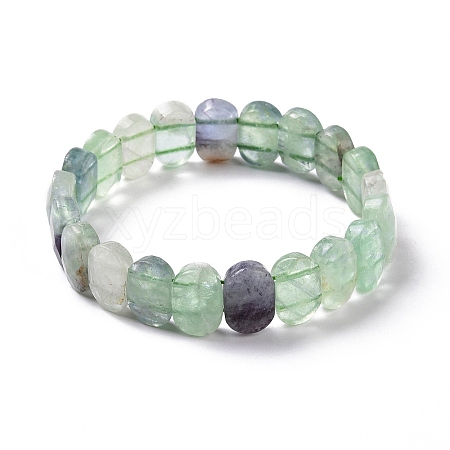 Natural Fluorite Oval Beaded Stretch Bracelet G-E010-01S-1