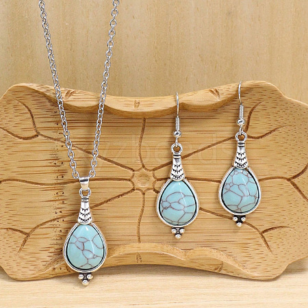 Teardrop Alloy & Acrylic Pendant Necklaces & Dangle Earrings Sets WGBAAE5-03-1