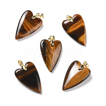 Natural Tiger Eye Pendants G-E570-01G-07-1