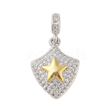 Rack Plating Brass Micro Pave Clear Cubic Zirconia Pendants KK-S380-37A-P-1