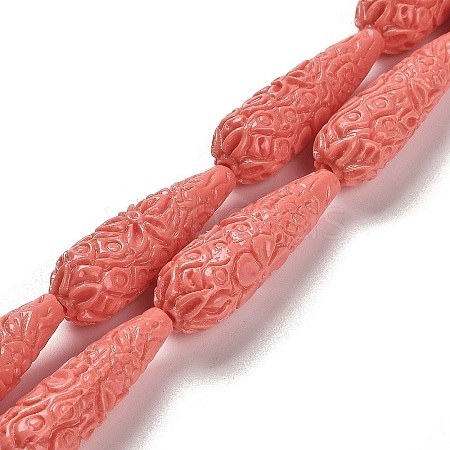 Synthetic Coral Carved Beads Strands CORA-C003-09A-03-1