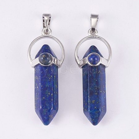 Natural Lapis Lazuli Double Terminated Pointed Pendants G-P373-B02-1