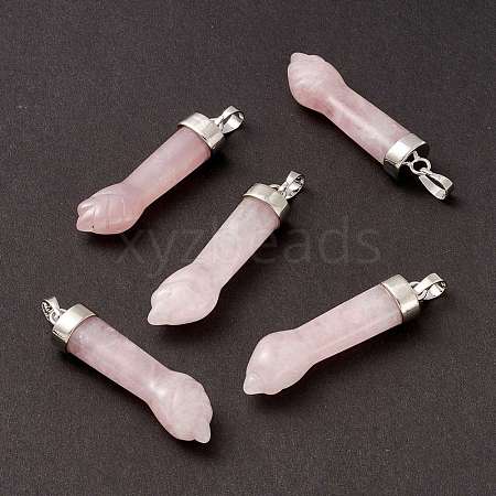 Natural Rose Quartz Pendants G-K322-01F-1