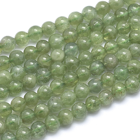 Natural Green Apatite Beads Strands G-K224-08-6mm-1