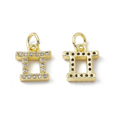 Real 18K Gold Plated Brass Micro Pave Clear Cubic Zirconia Charms KK-E068-VB411-3-1