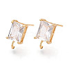 Brass with Cubic Zirconia Stud Earring Findings KK-Q789-14G-1