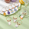 Easter Rabbit & Egg Alloy Enamel Wine Glass Charms AJEW-JO00204-5