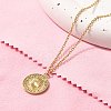 304 Stainless Steel Flat Round Cameo Pendant Cable Chain Necklaces for Women STAS-Z108-02G-02-1