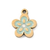 304 Stainless Steel Enamel Flower Charms STAS-I325-103G-1