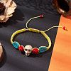 5Pcs 5 Colors Adjustable Synthetic Dyed Turquoise & Magnesite Braided Bead Bracelet Sets BJEW-JB10603-4